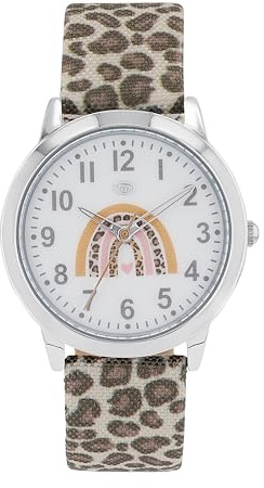 Tom Tailor Armbanduhr mit Textilband für Mädchen, Silber, wasserdichte 3 bar, Regenbogen, Geschenkidee, kommt in Uhren Geschenkbox, 2100729