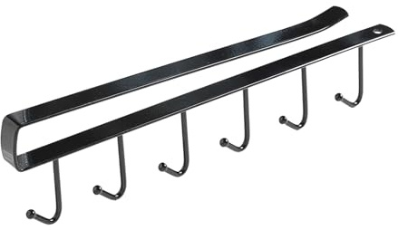 Mimdixy Under Shelf Hooks, Under Cabinet Hooks Mug Holder Hanger Space Saving Mug Organizer Rack Iron Coffee Cups Holder for Kitchen Cupboard Storage,10.2x1.8 Inch (Black)