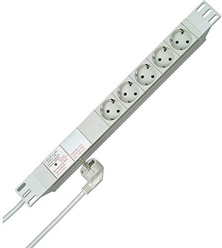 Kopp 930504014 PROFIversal 5-fach mit Schutzk.-Std. mit Geräteschutzübersp.filter, 2 m mit Schutzk.-Winkelstecker, 250 VAC, 16 Amp