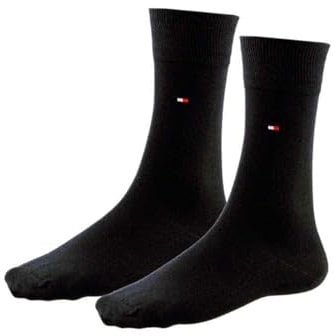 Tommy Hilfiger Classic - Chaussettes de Ville - Lot de 2 - À Logo - Homme - Noir - 47-49