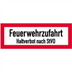 Schild Feuerwehrzufahrt Haltverbot nach StVO gemäß DIN 4066, Alu 21x59,4cm (Brandschutzschild, Parkverbot, Einfahrt freihalten) praxisbewährt, wetterfest