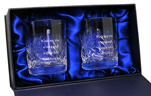 County Engraving Pair of Personalised 8oz Cut Crystal Whisky Glasses with Gift Box Engraved