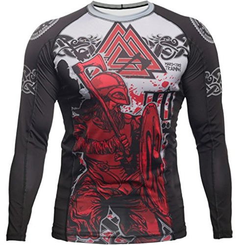 Hardcore Training Viking 2.0 Herren Manner Rashguard Kompression Lange Armel Jiu Jitsu MMA No-Gi Enge BJJ Grappling Basisschicht Kampf