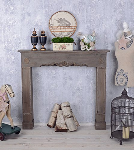 Chimenea Consola Madera Chimenea Antiguo Shabby Chic decoración Chimenea Madera Palazzo Exklusiv