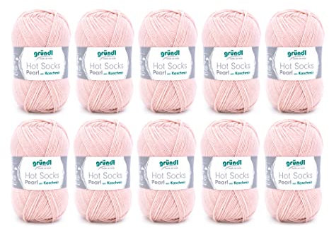 Gründl Hot Socks Pearl uni Strickwolle (kuschelig weiche Sockenwolle aus 75 % Merinowolle, 20 % Polyamid, 5 % Kaschmir, 50 g / 200 m, Nadelstärke: 2,5 - 3, 10 x 50 g), anthrazit, 40 x 37 x 11 cm