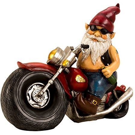 Lifestyle & More Cooler Zwerg auf einem Motorrad aus Kunststoff Mehrfarbig Höhe 28 cm Breite 35 cm