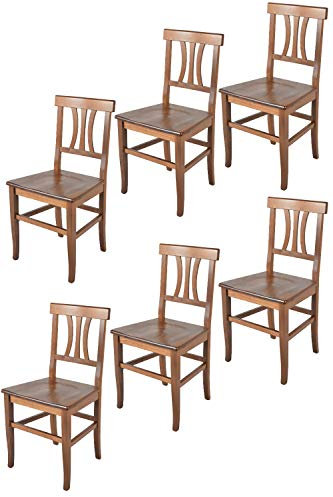 t m c s Tommychairs - Set 6 chaises Artemisia pour Cuisine, Bar et Salle à Manger, Robuste Structure en Bois de hêtre peindré en Couleur Noyer et Assise en Bois
