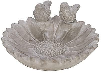 ETC originelle dekorative runde Vogeltränke Vogelbad oder Pflanzschale in Blütenform mit 2 Vögelchen (klein ca. 20,5 cm Durcmesser)