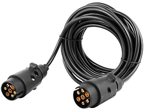 AGRISHOP Rimorchio Cavo 7 Poli 6m,Estensione Cavo Rimorchio Impermeabile 12V con Connettore Presa Rimorchio7 Pin per Camion Roulotte RV Auto