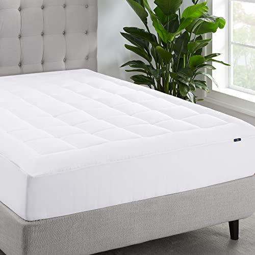 Serta ComfortSure Queen-Matratzenbezug, passgenaue Matratzenauflage, superweich und atmungsaktiv, gesteppter Baumwollschutz mit 45,7 cm elastischen, tiefen Taschen für sicheren Sitz, Weiß