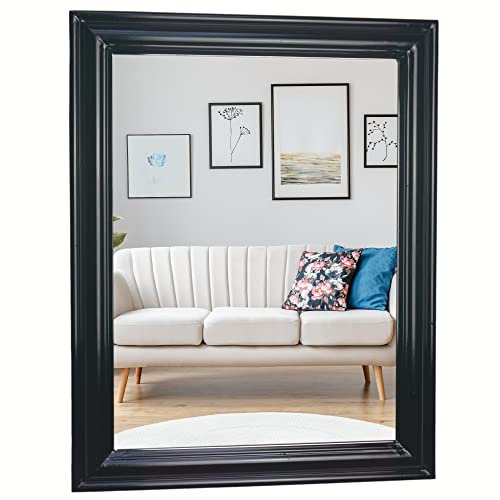 elbmöbel Wandspiegel Spiegel mit Halterung Badezimmerspiegel rechteckig Vintage eckig klein (47x37, Schwarz)