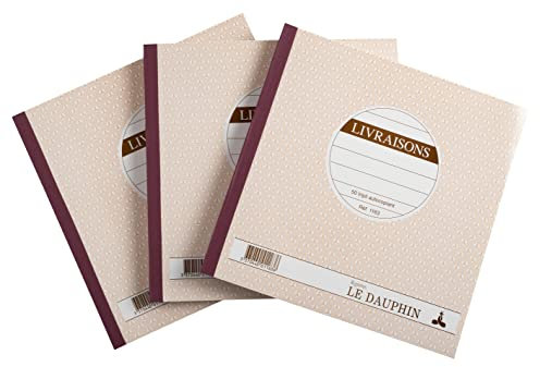 Le Dauphin - Réf. 14267D - Lot de 3 manifolds LIVRAISONS - papier autocopiant - triplicata (1 original et 2 copies) - 50 feuilles - format 21 x 21 cm - couverture vernie