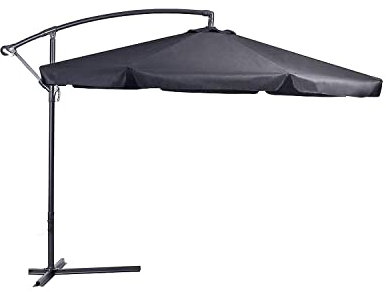FRANKYSTAR Ombrellone Retrattile 3x3 da Giardino per Esterni con Braccio Laterale rotabile 360°, Struttura Inossidabile Resistente ai Raggi UV e con feritoie di areazione (Nero)