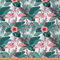 Flamingo Stoff Meterware Palmblatt Polsterstoff Kirschblüten Drinnen Draußen Stoff Sommer Hawaiian Blumen Tropische Botanische Dekostoff, 92 x 150 (HxB), Grün Rosa