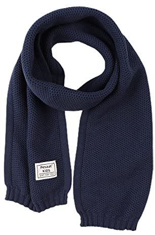Pesaat Winter Schal Baby Kinder Strickschal 100% Baumwolle Warmes Halstuch Mädchen Jungen Weicher Schön Schals (Marine)