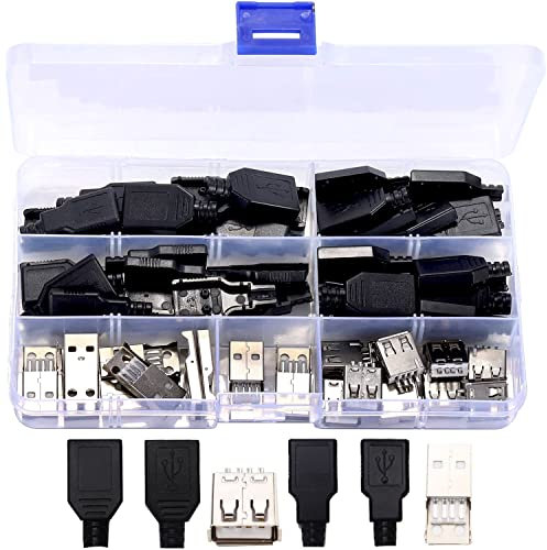 RUNCCI-YUN 40pcs USB 2.0 Tipo A 4 pin del connettore,di saldatura 2.0 USB connettore con Coperchio In Plastica Per Diy