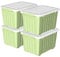 Cetomo 80L*4 Storage Boxes with Wheels, Plastic Storage Box with Lid, Latching Buckles, Click Closure, Stackable, Nesting, Durable Organizer for Home Office Clothes, Green, 80L-4 Pack