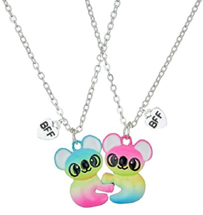LEEQ Halskette Damen Silber Freundschaftskette-2 Stück, Pailletten Halskette, Bff Ketten für 2 Mädchen, Koala Kette Anhänger,für Freundin Geschenk Personalisierter Schmuck