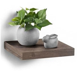 Homéa, Etagere Flottante MDF L25 x 22,8 cm Noyer
