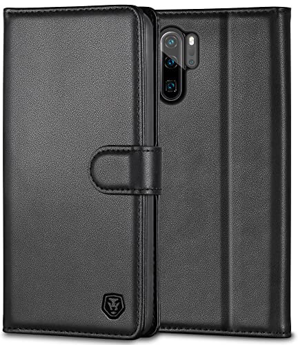 Kuafcase for Huawei P30 Pro Case, Flip Wallet Leather Case with 4 Card Slots Magnetic Closure Kickstand Shockproof Protective Phone Case for Huawei P30 Pro - Black