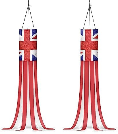 Showudesigns UK Flags Windsock Patriotic Decorations Outdoor Hanging Windsocks for Porch,Garden,Yard,Patio Union Jack Flag Decor Wind Sock Blue and Red