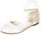 WeFloHsL Women Ankle Strap Ballet Pumps Round Closed Toe Satin Flat Prom Wedding Bridal Shoes 9872-14A,Ivory,10 UK