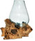 Wogeka - XL Glas-Vase Ø 18-20 cm auf Wurzel-Holz - im modernen Style aus Holz als Geschenk-Idee zu Weihnachten Geburtstag Dekoration GlasXL