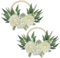 2er-Set Türkranz Künstlich Hortensien Pfingstrose Blumen Holzring Modern Deko Blumenkranz, Wandkranz Frühlingskranz für Hochzeit Wohnzimmer Wanddeko Frühling Fensterdeko, Weiß