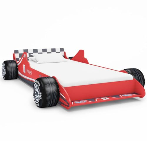 Homgoday Autobett für Kinder, 90 x 200 cm, Rot