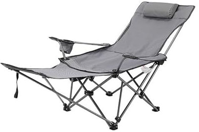 Chaise Longue inclinable avec Support de Gobelet Transat Jardin Extérieur Pliable Inclinable Chaises de camping pliantes avec porte-gobelet pour Extérieur Jardin Terrasse Plage. ( Color : Gray )