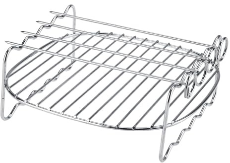 Support de Barbecue de Remplacement, Brochettes, Plaque de Cuisson, Gril carré pour Friteuse à Air, Deuxième Couche, Double Couche