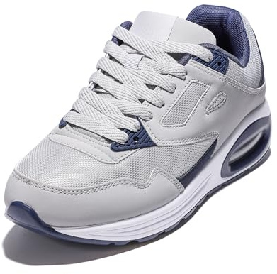 JOMIX Chaussures de Sport Running Basket Homme Chaussures de Marche Sport Baskets Gymnasium Tennis Sneakers en Maille Respirantes Légères pour Homme(Gris Blue, 45)