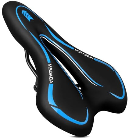 MSDADA Fahrradsattel Herren Bequem, Wasserdicht Gel MTB Ergonomisch Bike Tourensattel Velo für Damen, BMX/Rennrad/Mountainbike/Dirt Bike (Blau)