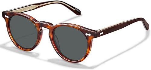 CARFIA Runde Sonnenbrille Herren Damen Polarisierte 100% UV Schutz Acetat-Rahmen Fahrerbrille mit Metallkerne Anti-Glare Brille CA5506