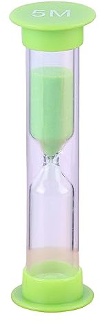 SUIOPPYUW Sablier 30S/1/2/3/5/10Minutes, minuterie de Sable, Ornement de Bureau, Cadeaux de fête pour Enfants, Verre de Sable précoce, Vert, 5 Minutes