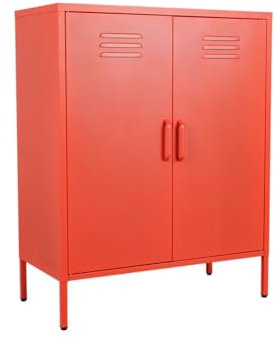MaximaVida Metallspind Finn Armeegrün 80 x 40 x 102 cm - 2 Regale (Orange)