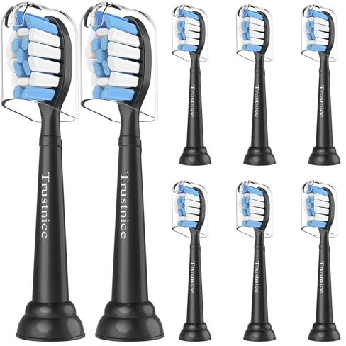 Trustnice Ersatzbürsten für Philips Sonicare Elektrische Zahnbürste, Bürstenköpfe Aufsätze Passend für All Snap-on Zahnbürste, 8er Schwarz