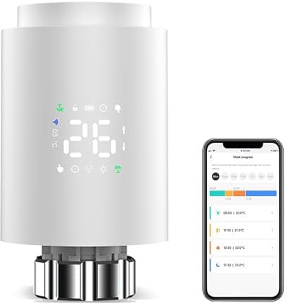 Smart Thermostat Heizkörperventil Programmierbares Thermostatventil, Zigbee Thermostat zur Temperaturanpassung, App-Steuerung, Tuya Zigbee Hub erforderlich, kompatibel mit Alexa, Google Home (Weiß)