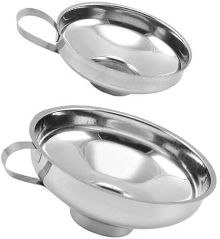 CIYODO 2stücke Metalltrichter Für Küche Mit Griff Aus Edelstahl Für Gläser Zum Einmachen Von Öl Saft Bohnen Salz Feinstoffe Weithalstrichter Glastrichter