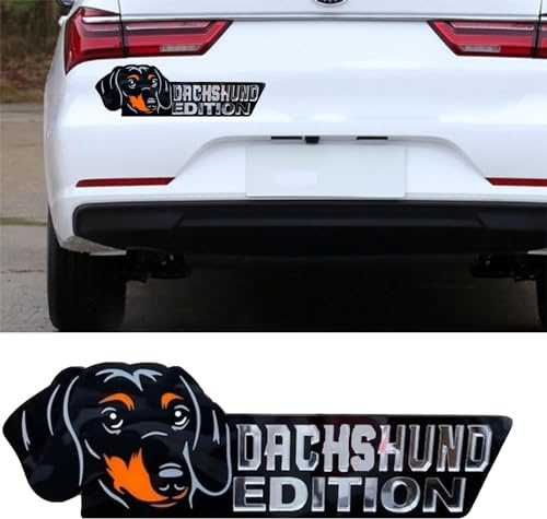 Hunde-Edition, Auto-Abzeichen, Laserschnitt, Auto-Emblem, 3D-Auto-Abzeichen, Auto-Aufkleber, lustige Tierdekoration, Autozubehör, Geschenke für Auto, LKW, Wohnmobil, Boot, Außendekoration (Dackel)