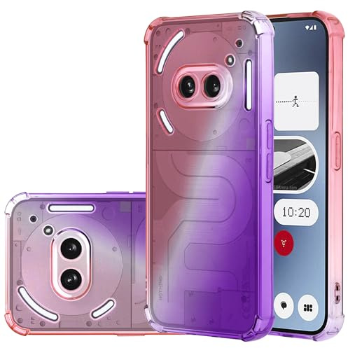 for Nothing Phone 2A Clear Case, Shockproof [Ultra Slim] Scratch Resistant Gel Rubber Silicone [Protective Case] Gradient Phone Cover for Nothing Phone 2A - Pink/Purple