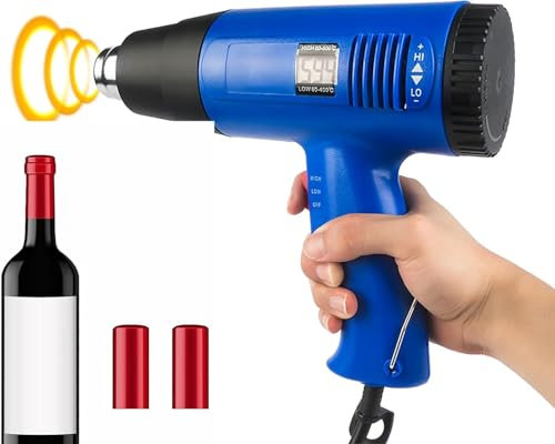 JeeKoudy Heat Gun, PVC Capsule Heat Shrinking Machine, 60-600 ℃ Adjustable Temperature, Anti-scalding and Overload Protection, for Food Thawing, Packaging Shrink Film, Barbecue Charcoal