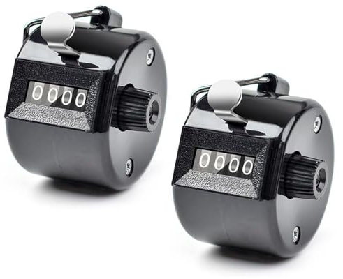 KARELLS Handzähler Zähler,4-Stellige Zähler,Mechanischer Handzähler,2 Stück ABS Counter Clicker,Metall Zähler Klicker Counter,für Personenzähler,Coaching,Stricken,Golf und Reihenzähler