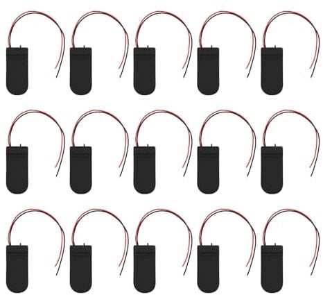 The Lord of the Tools 15 porta batterie a moneta a doppia sezione con interruttore porta batterie in plastica 2 x 3 V per l'installazione della batteria CR2032, 15 cm, nero