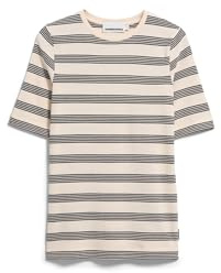 ARMEDANGELS Damen T-Shirt aus Bio-Baumwoll Mix JAANISARA FINE Stripe Slim Fit Oatmilk-Black M