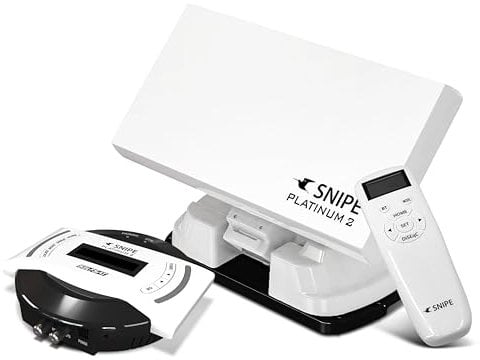 Selfsat Snipe Platinum 2 - Antenna Satellitare Portatile per Camper, Completamente Automatica, con Telecomando BT e Controllo iOS/Android, GPS, Antenna Piatta, PLL-LNB