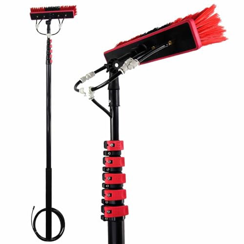 JXCCA Kit Pulizia Finestre Ad Alta Portata, Kit Lavaggio Finestre con Asta di Prolunga, Spazzola Solare per Pulizia Pannelli Fotovoltaici, Asta Telescopica in Lega di Alluminio