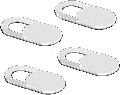 MultiAccesorios Pack de 4 Cubiertas Webcam Cover Slider Ultra Finas – Protección Anti-Hacker para Ordenadores, Portátiles, Tablets y Móviles – Tapa de Cámara Discreta y Fácil de Usar (Blanco)