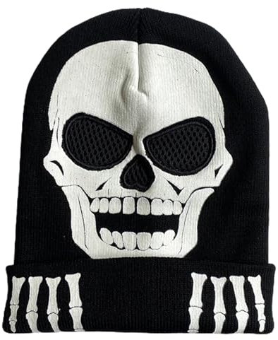 NVOQILIN Halloween-Skelett-Klauen-Handschuhe, leuchtet im Dunkeln, Kostüm-Handschuhe, Totenkopf-Hut, Party-Requisiten, Handwärmer