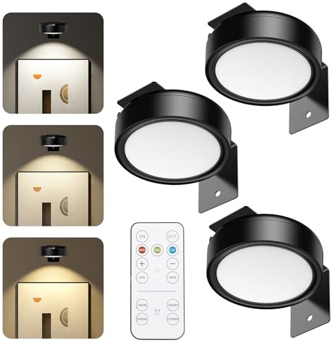 Ankilo Lampada per foto ricaricabile senza fili con telecomando, 3 pezzi di illuminazione per immagini senza fili con batteria, faretto a LED, sospensione magnetica, luce naturale/bianco caldo/bianca